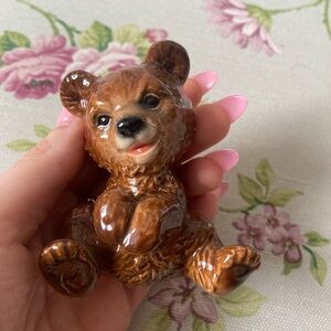 Vintage Goebel Brown Glossy Ceramic Bear Figurine